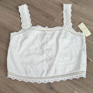 NWT Abercrombie Linen Blend Back Tie Top